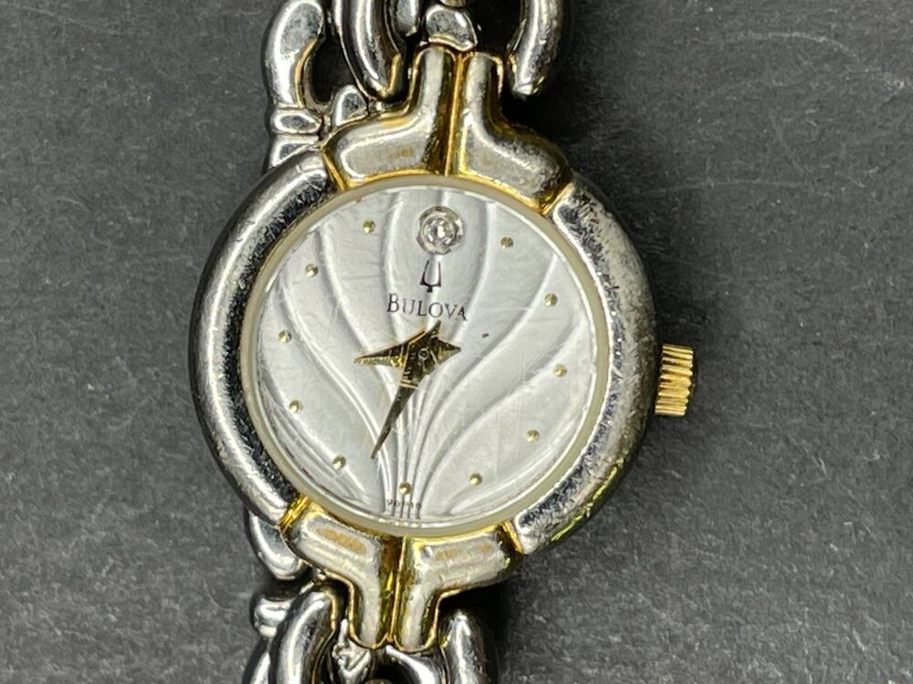 Vintage Elegant Bulova Diamond 98P15 Women’s Diamond Wrist Watch Two Tone